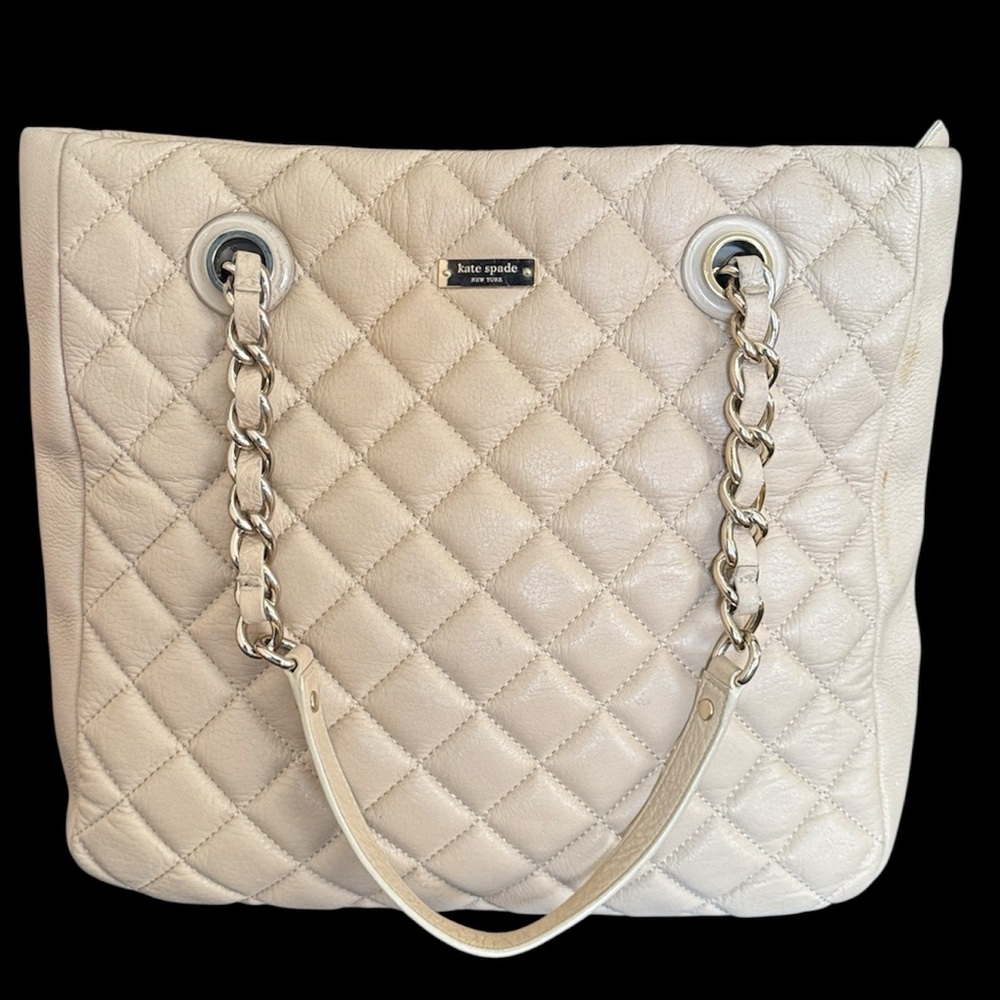 Large Kate Spade Quilted Leather Tote Bag